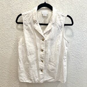 Liz Claiborne Cream Sleeveless Button-Down Shirt